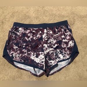 Under Armour Women's Athletic Shorts - Navy and Purple Pattern